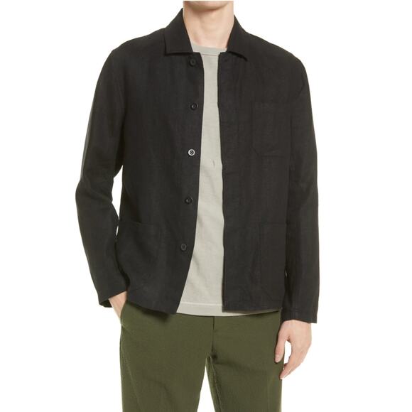 NN07 No Nationality Oscar Linen Shirt Jacket Navy Classic Solid - Picture 2 of 8